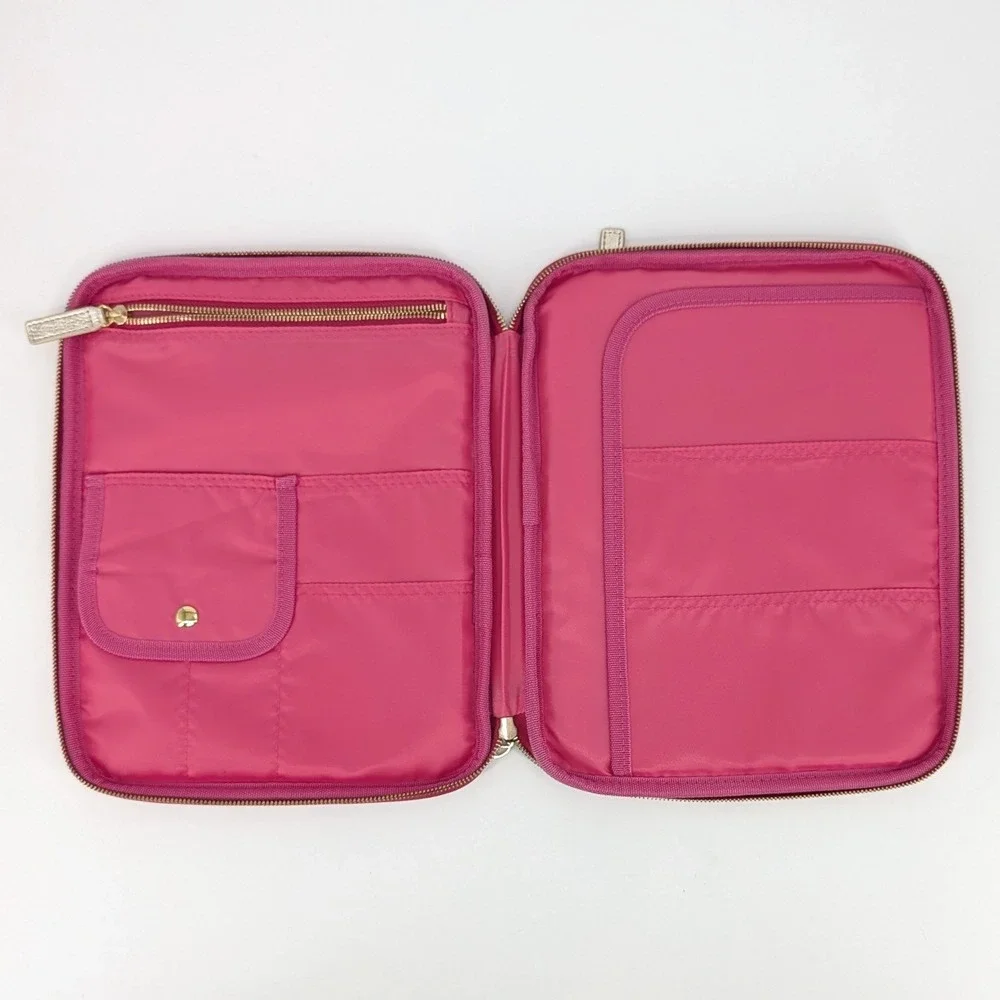 Lilly Pulitzer Tech Organizer Case Peacock Print Gold Trim Tablet Folio 12x9.5